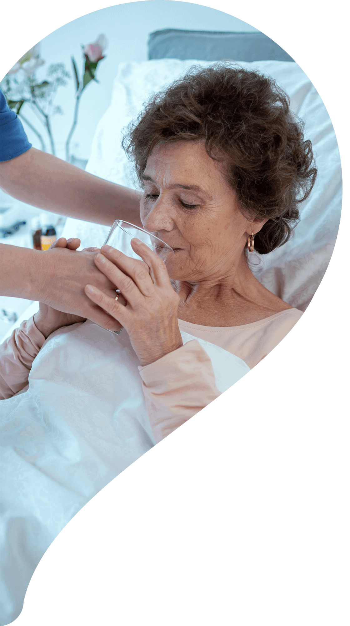 nurse helping senior patient drink water: Help Inc. - Everyone is relying on you. You can rely on us.